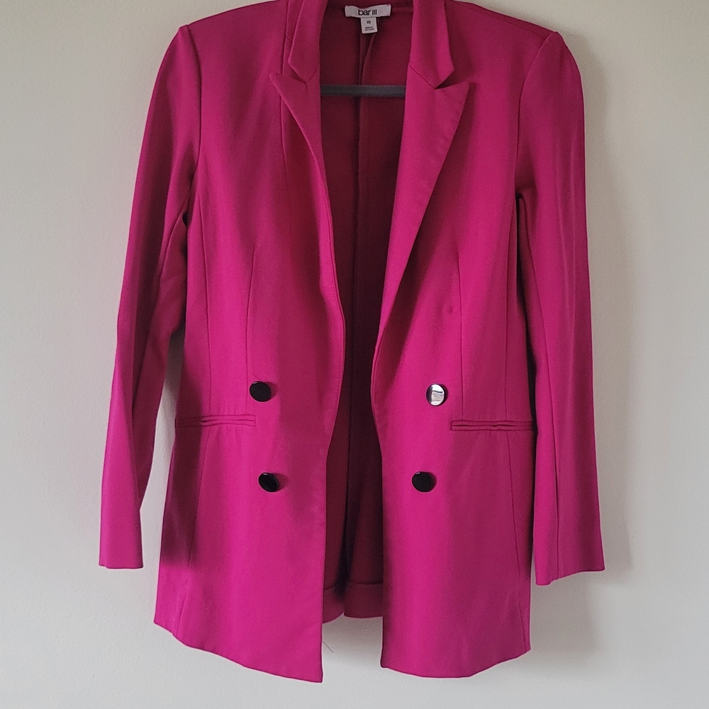 Bar III Fuchsia Double-Breasted Blazer
